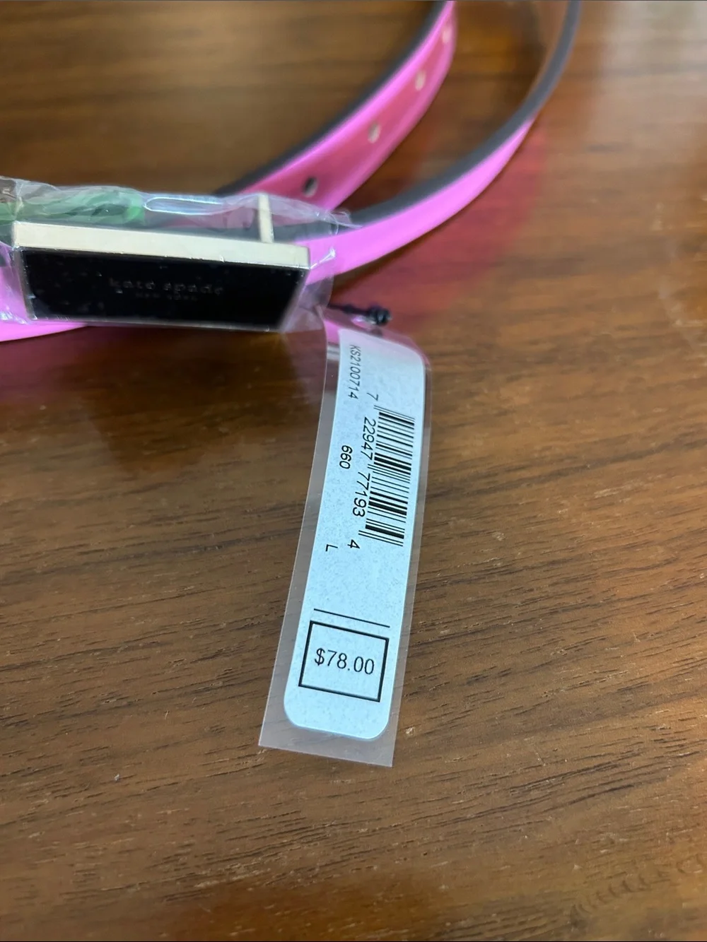 kate spade Pink and Green Skinny Colorblock Belt with Gold Buckle